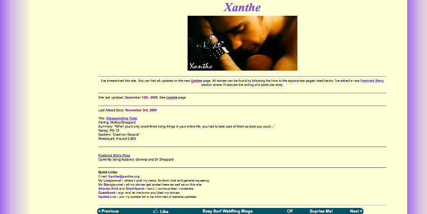Xanthe.org Site history 1998